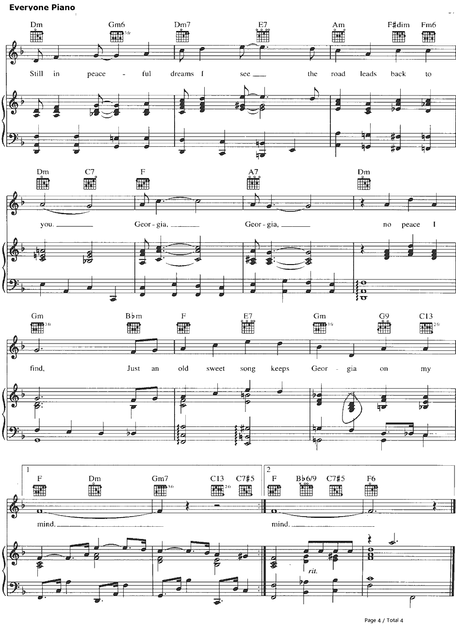 Georgia On My Mind钢琴谱-RayCharles4