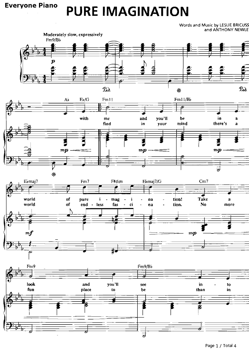 Pure Imagination钢琴谱-LeslieBricusse　AnthonyNewley　-欢乐糖果屋OST1