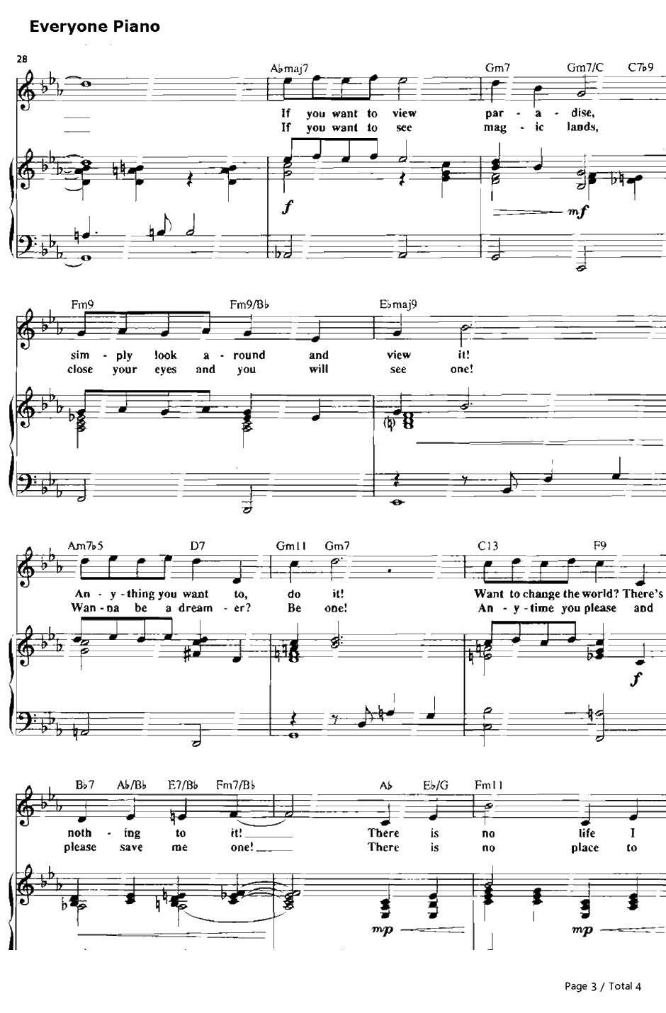 Pure Imagination钢琴谱-LeslieBricusse　AnthonyNewley　-欢乐糖果屋OST3