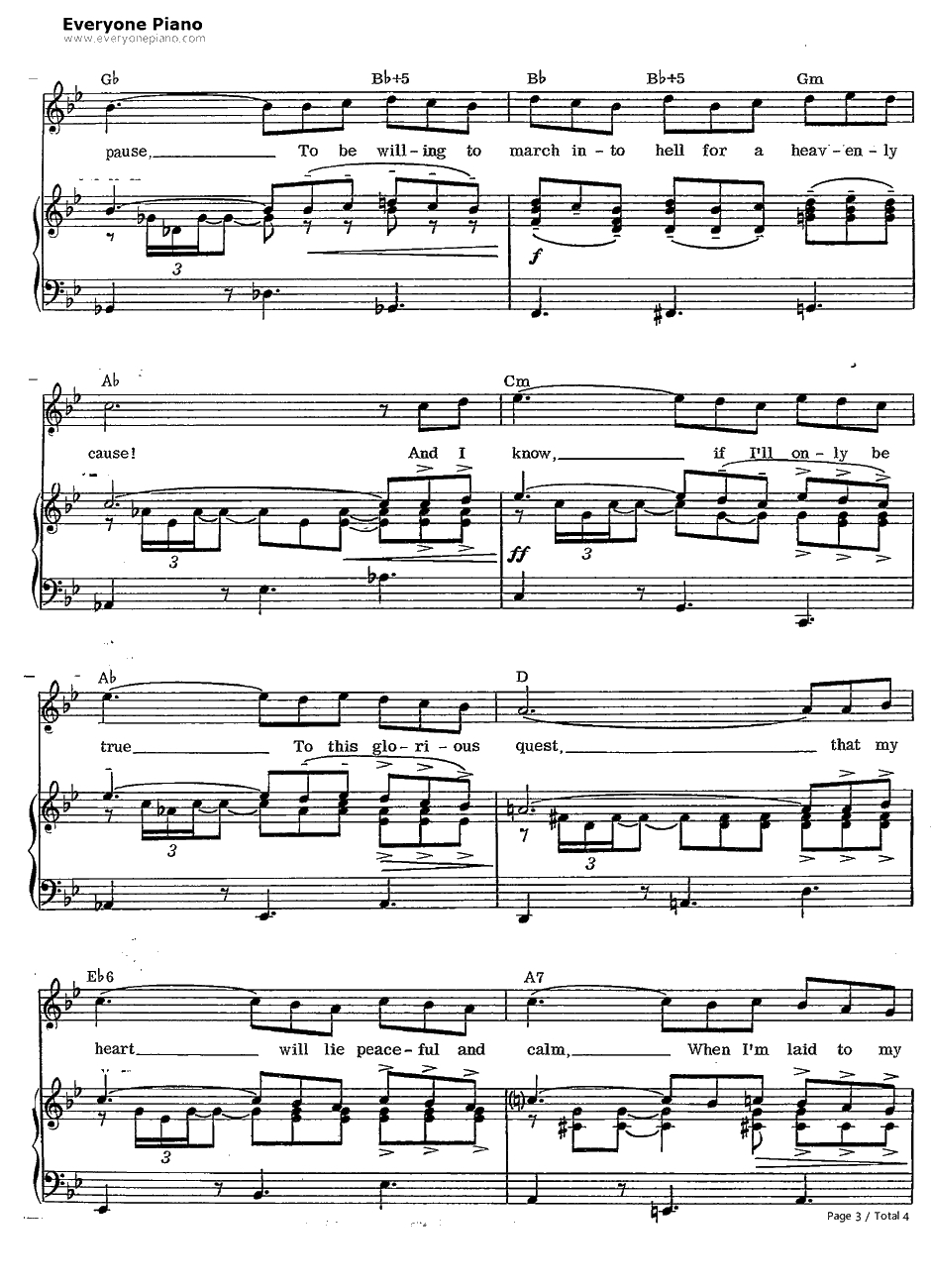 The Impossible Dream钢琴谱-MitchLeigh-梦幻骑士ManofLaManchaOST3