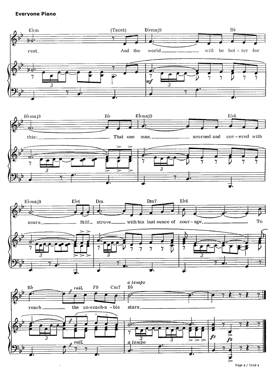 The Impossible Dream钢琴谱-MitchLeigh-梦幻骑士ManofLaManchaOST4