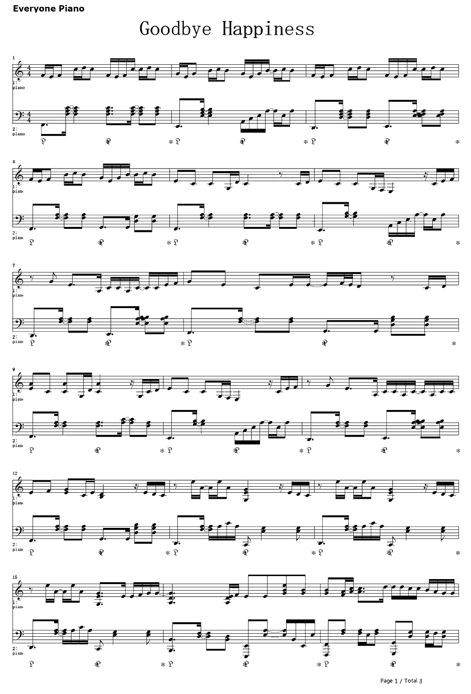 Good bye Happiness钢琴谱-宇多田光1