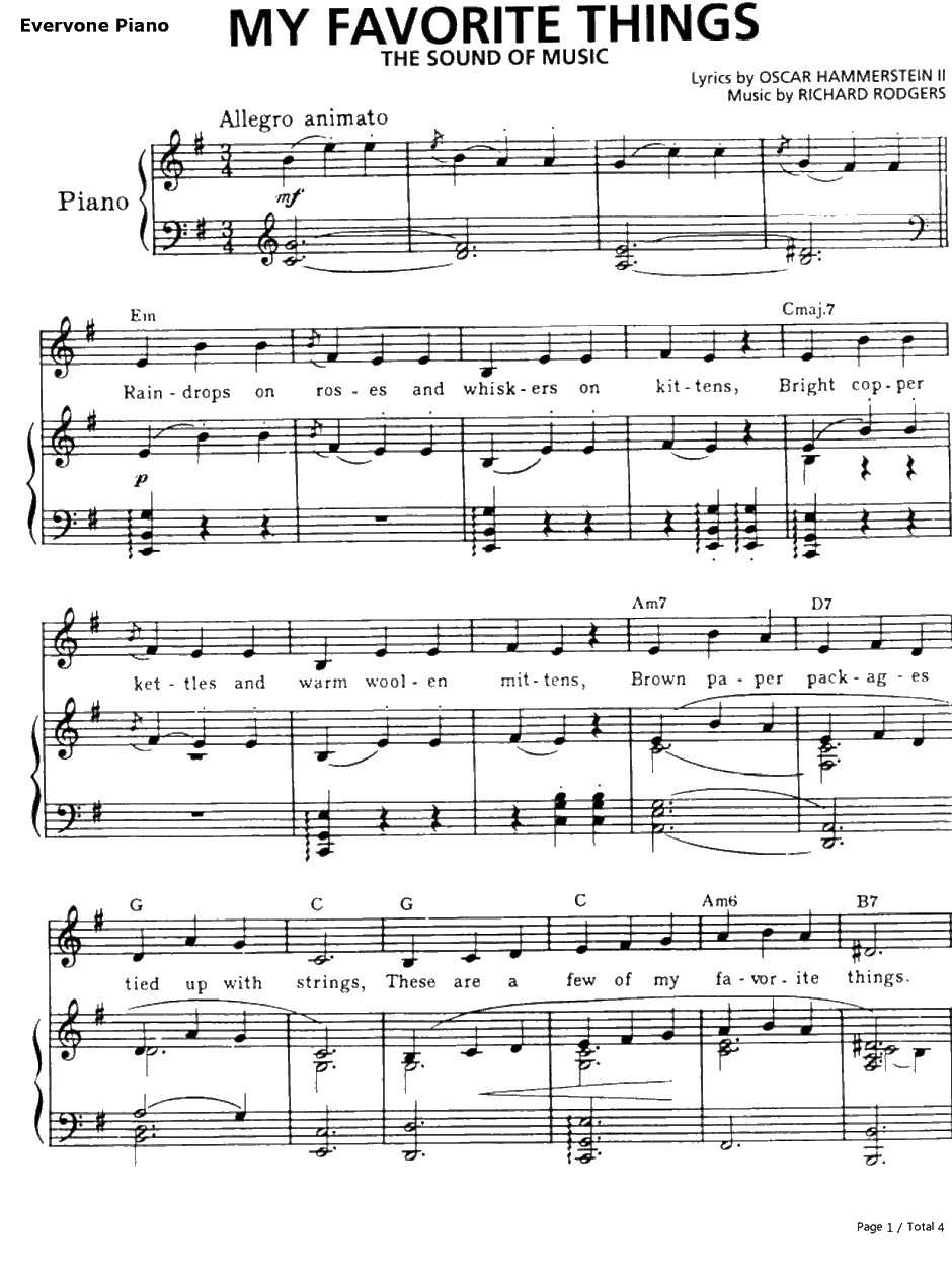 My Favorite Things钢琴谱-RodgersandHammerstein-音乐之声插曲1