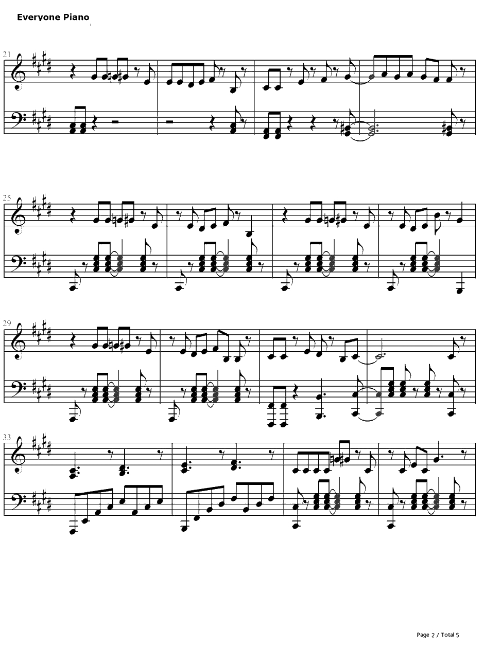 キャットフード钢琴谱-初音ミク2