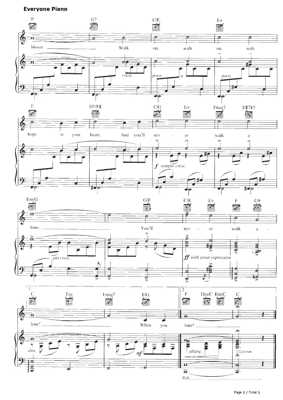 You'll Never Walk Alone钢琴谱-RodgersandHammerstein-英国利物浦足球俱乐部队歌3