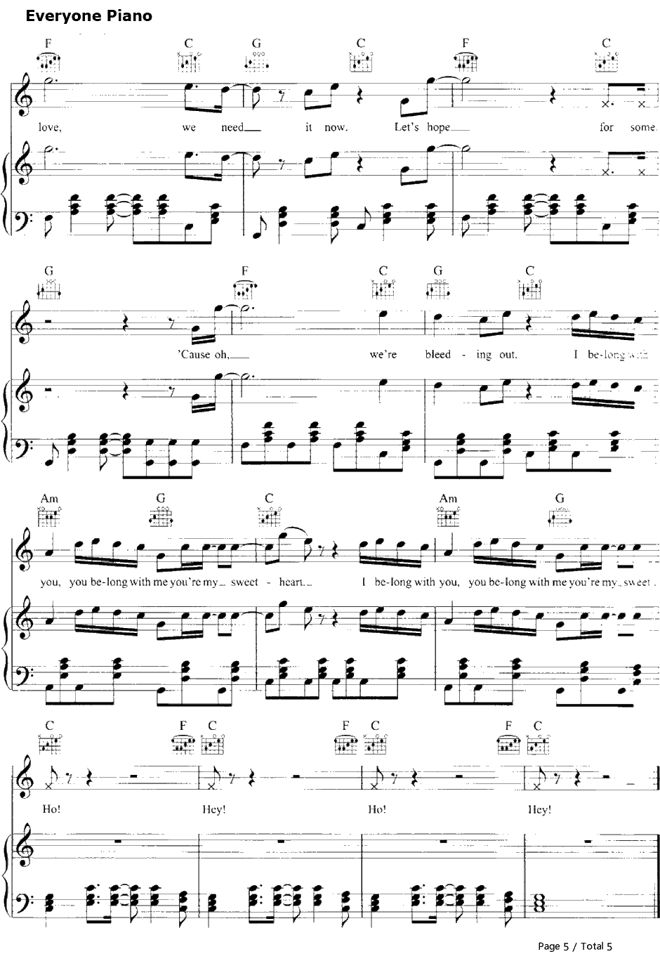 Ho Hey钢琴谱-TheLumineers5