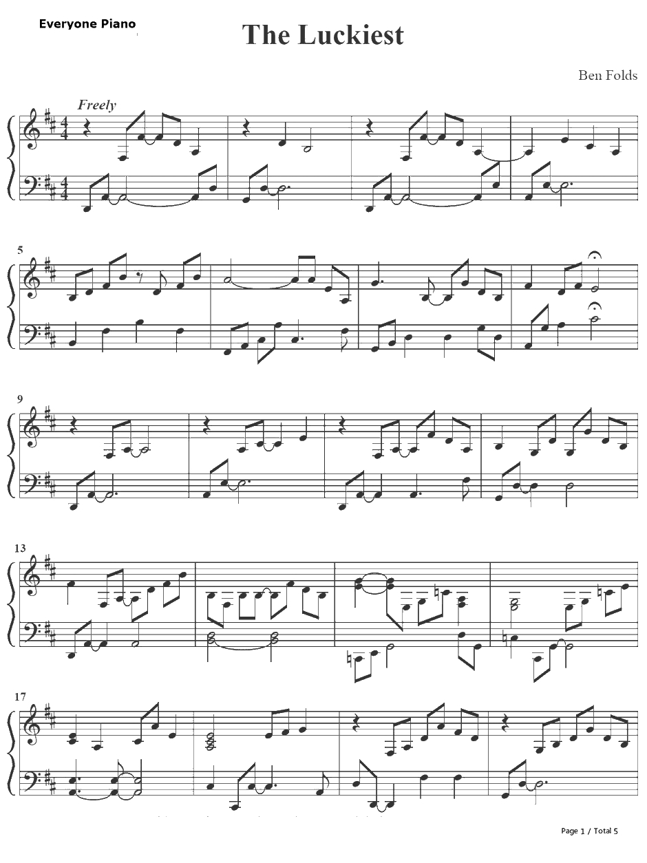 The Luckiest钢琴谱-BenFolds1