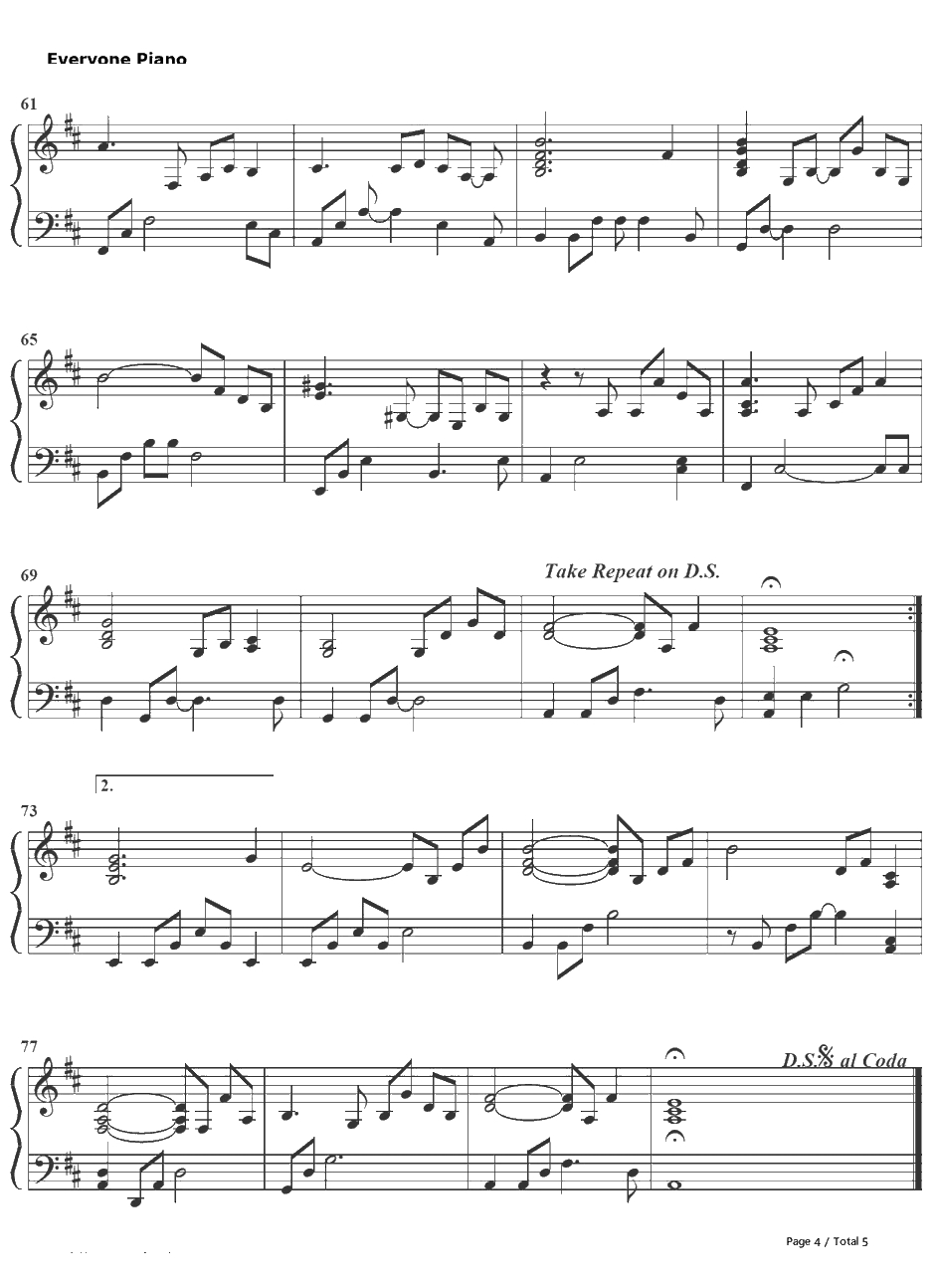 The Luckiest钢琴谱-BenFolds4