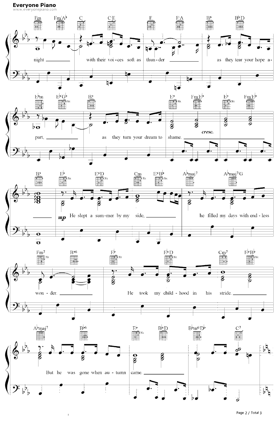 I Dreamed a Dream钢琴谱-伊莲佩姬-悲惨世界OST2