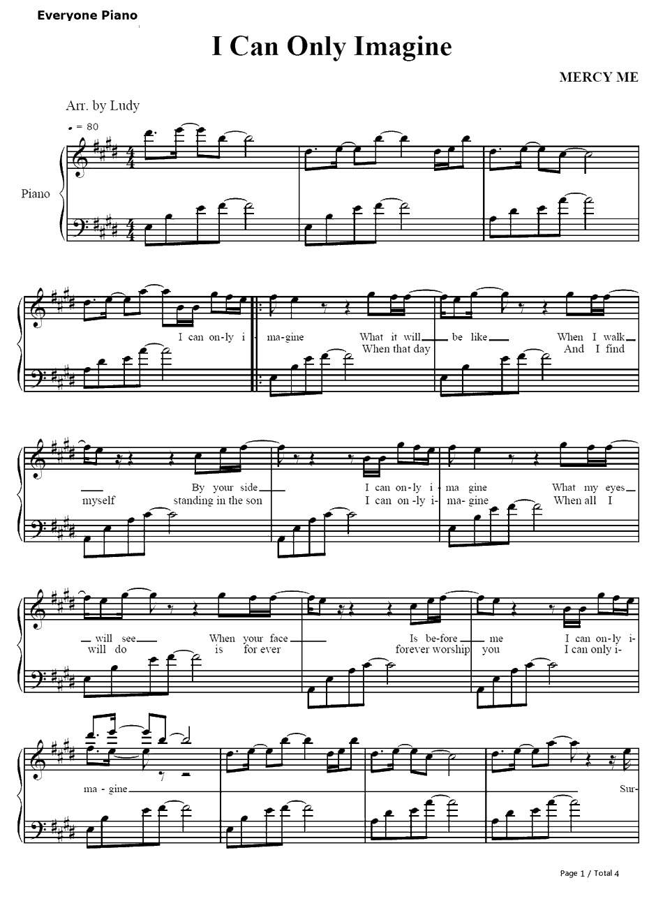 I Can Only Imagine钢琴谱-MercyMe1