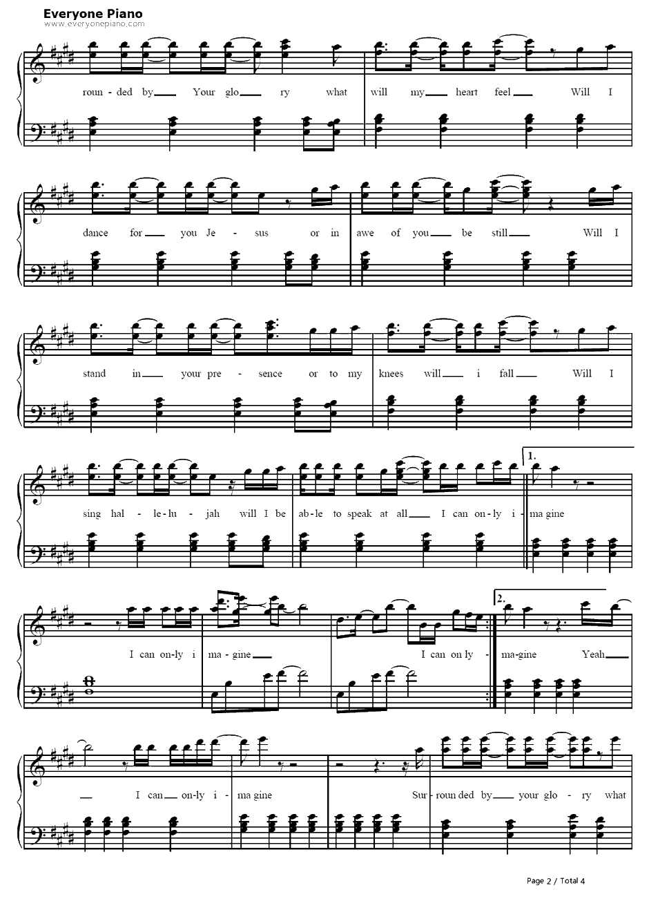 I Can Only Imagine钢琴谱-MercyMe2