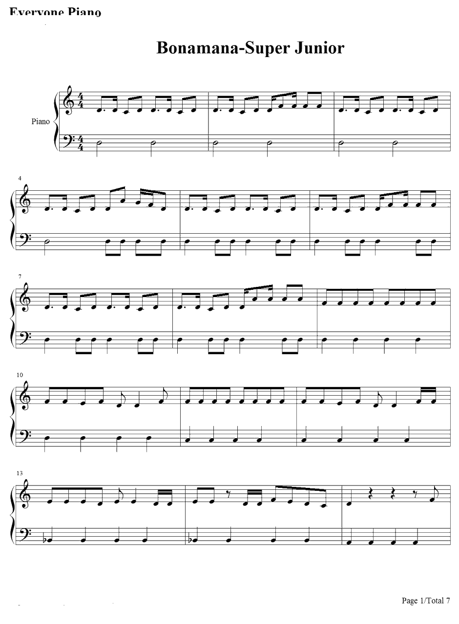 BO NAMANA钢琴谱-SuperJunior1