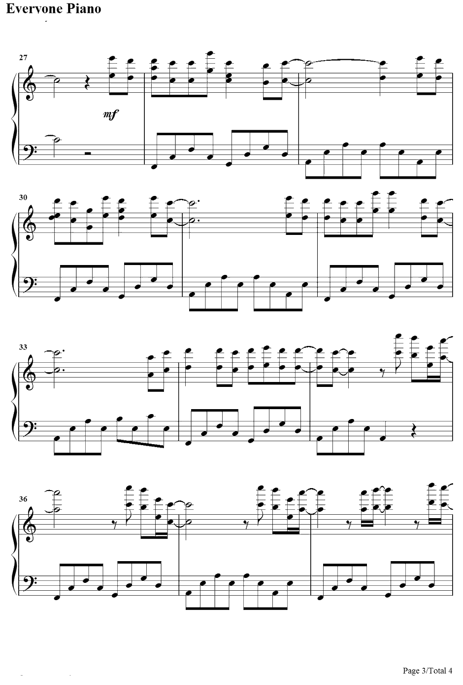 eye钢琴谱-泽野弘之-water-进击的巨人OST3