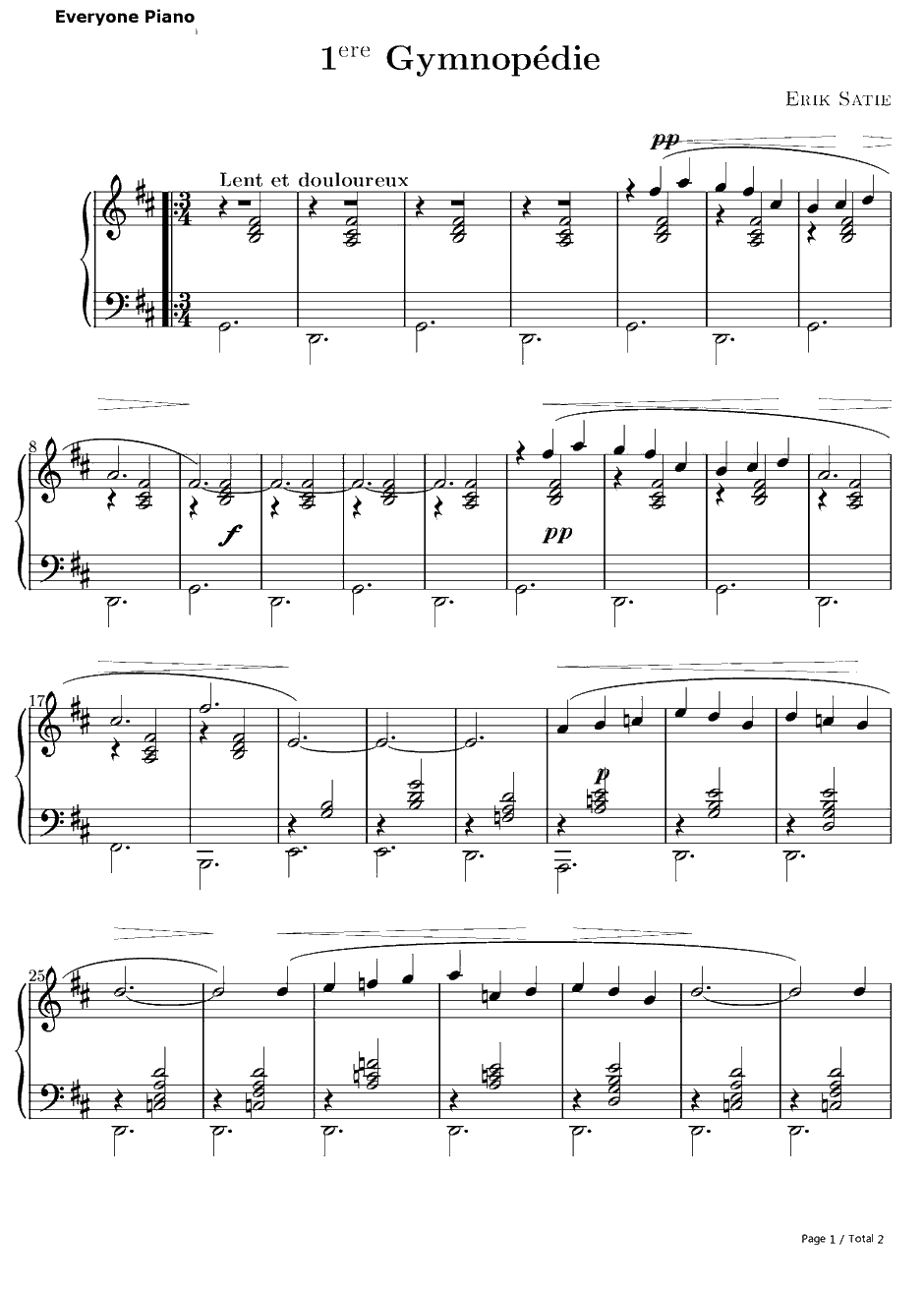 Gymnopédie No.1钢琴谱-ErikSatie1