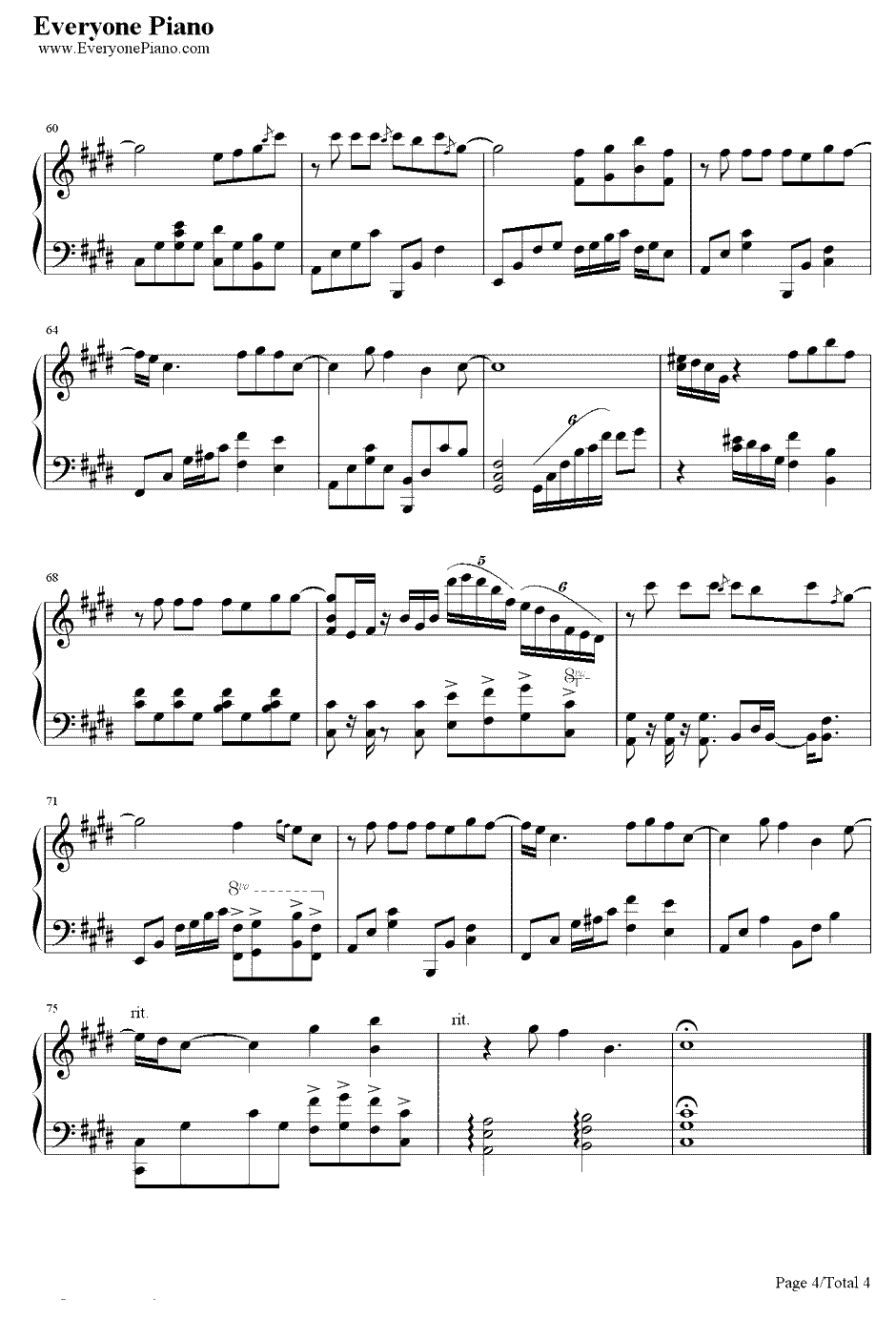 少年情钢琴谱-陈依婷-《仙剑奇侠传五》主题曲4