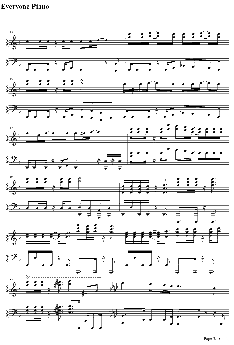 Share The World钢琴谱-东方神起-海贼王OP112