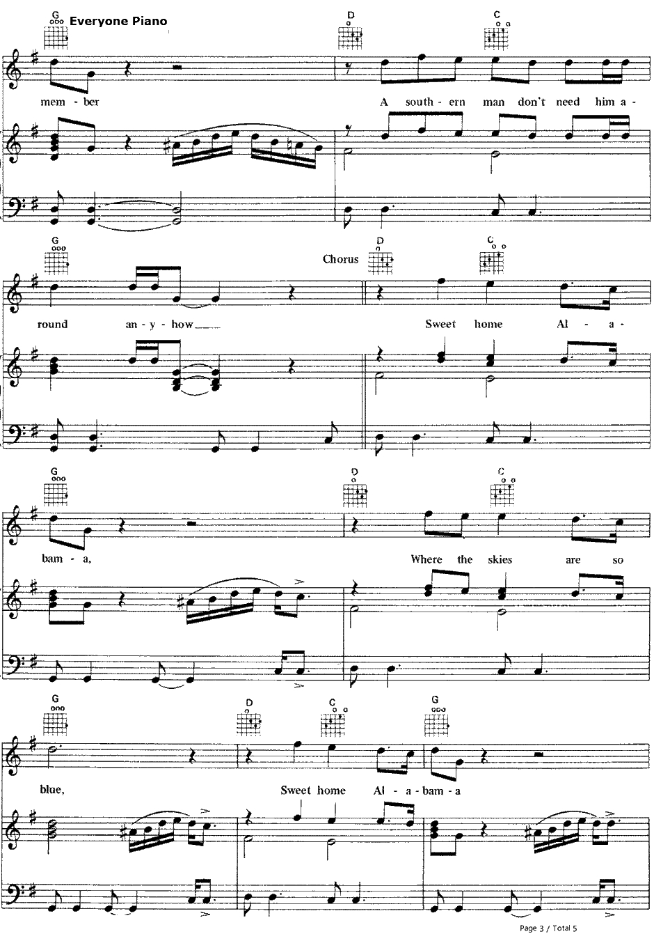 Sweet Home Alabama钢琴谱-LynyrdSkynyrd3