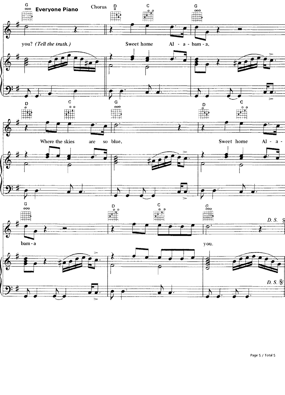 Sweet Home Alabama钢琴谱-LynyrdSkynyrd5