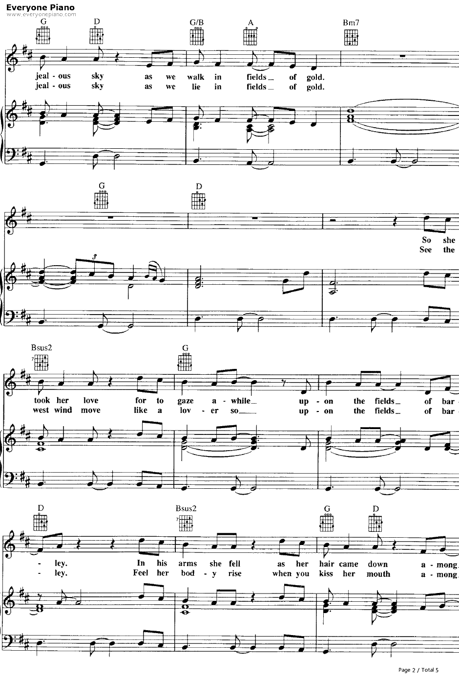 Fields of Gold钢琴谱-Sting2