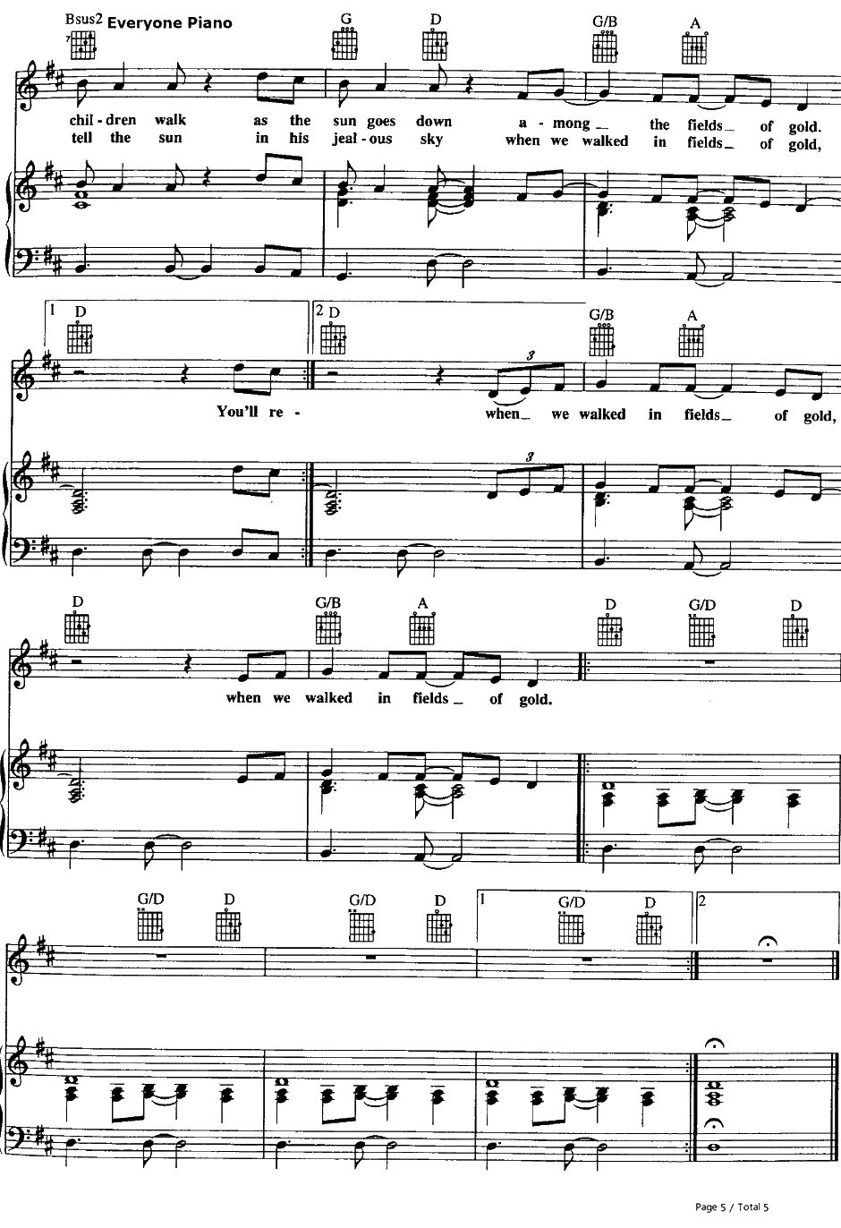 Fields of Gold钢琴谱-Sting5