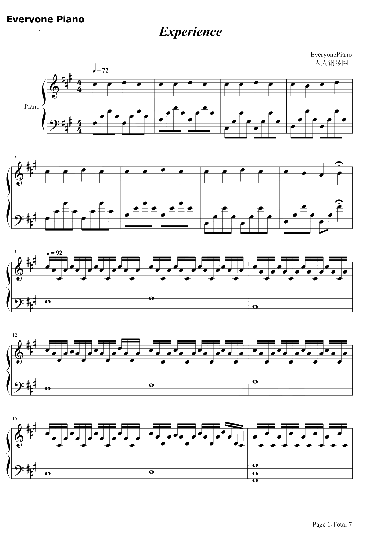 Experience钢琴谱-Ludovico Einaudi1