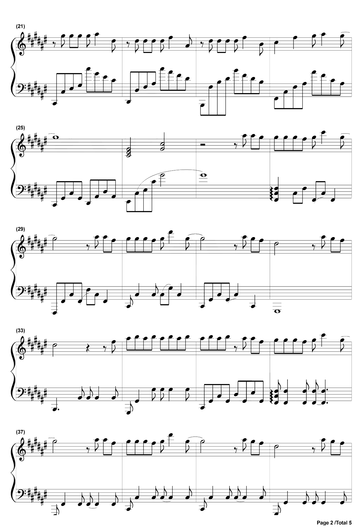 像天堂的悬崖钢琴谱-李佳薇-主君的太阳主题曲2