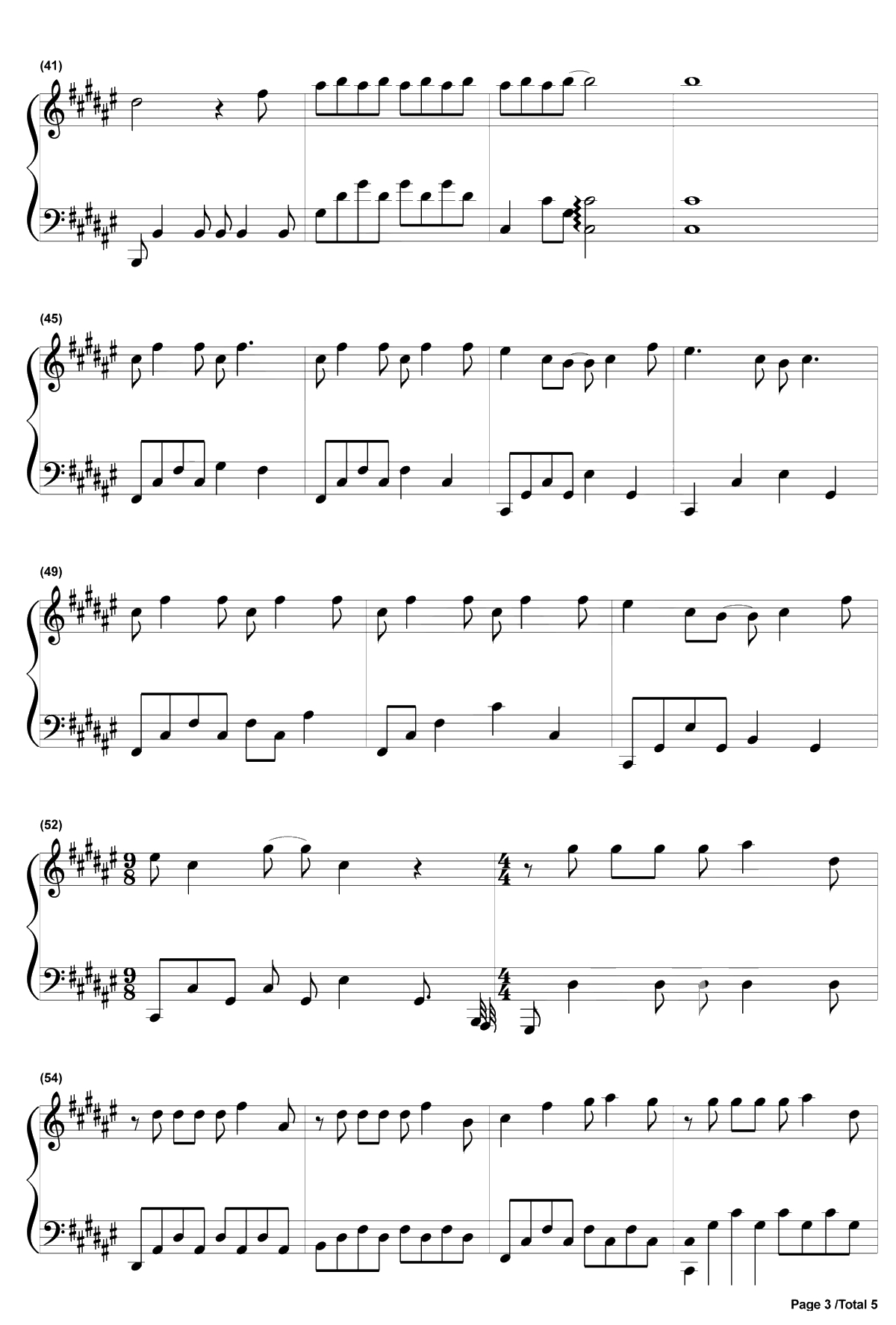 像天堂的悬崖钢琴谱-李佳薇-主君的太阳主题曲3