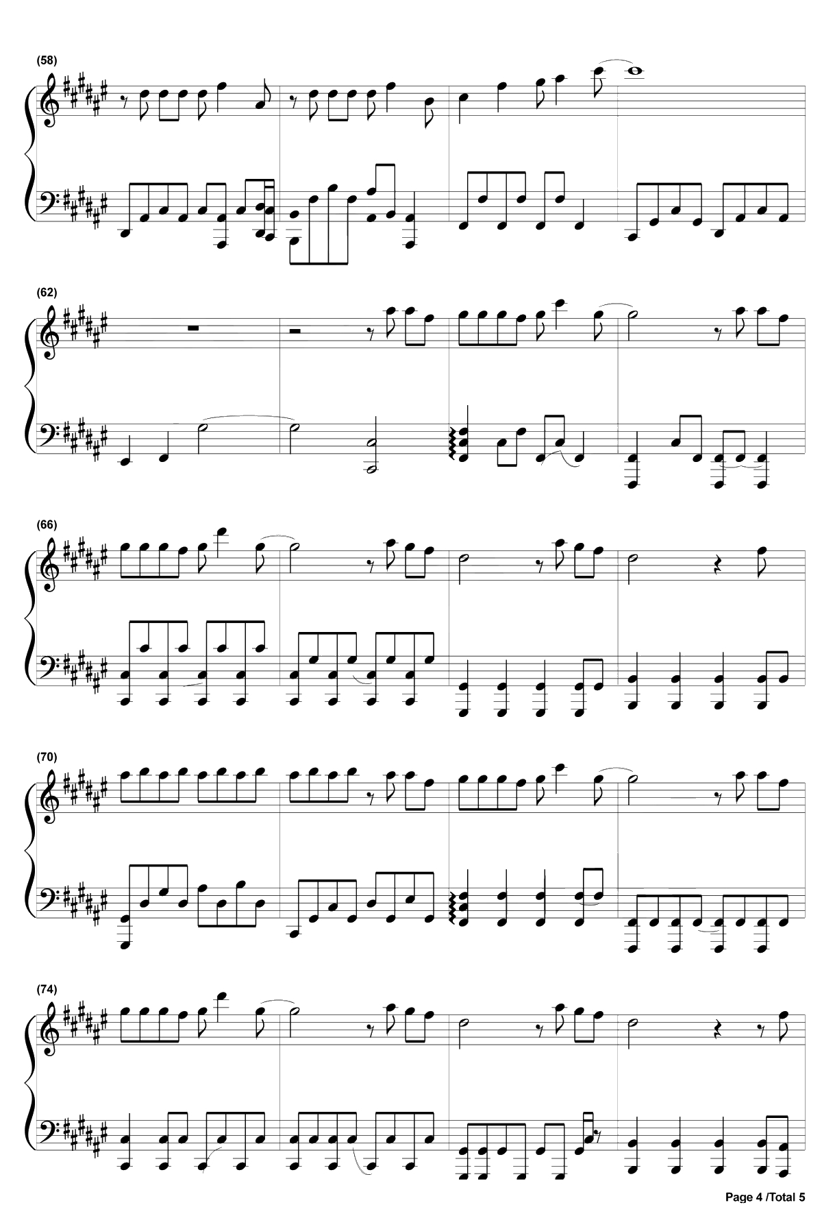 像天堂的悬崖钢琴谱-李佳薇-主君的太阳主题曲4