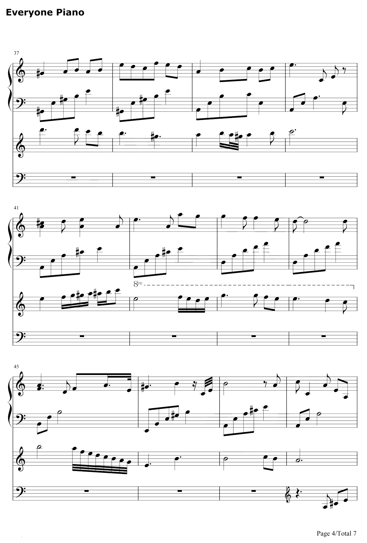 隐没的天使钢琴谱-石进-夜的钢琴曲IV4