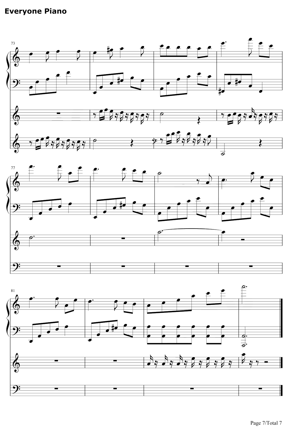 隐没的天使钢琴谱-石进-夜的钢琴曲IV7