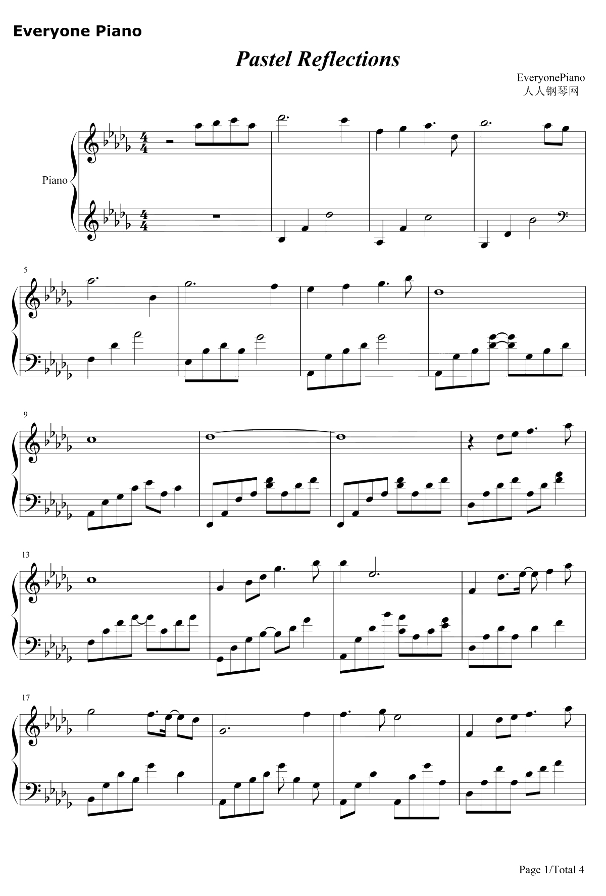 Pastel Reflections钢琴谱-Kevin Kern-浮光掠影1