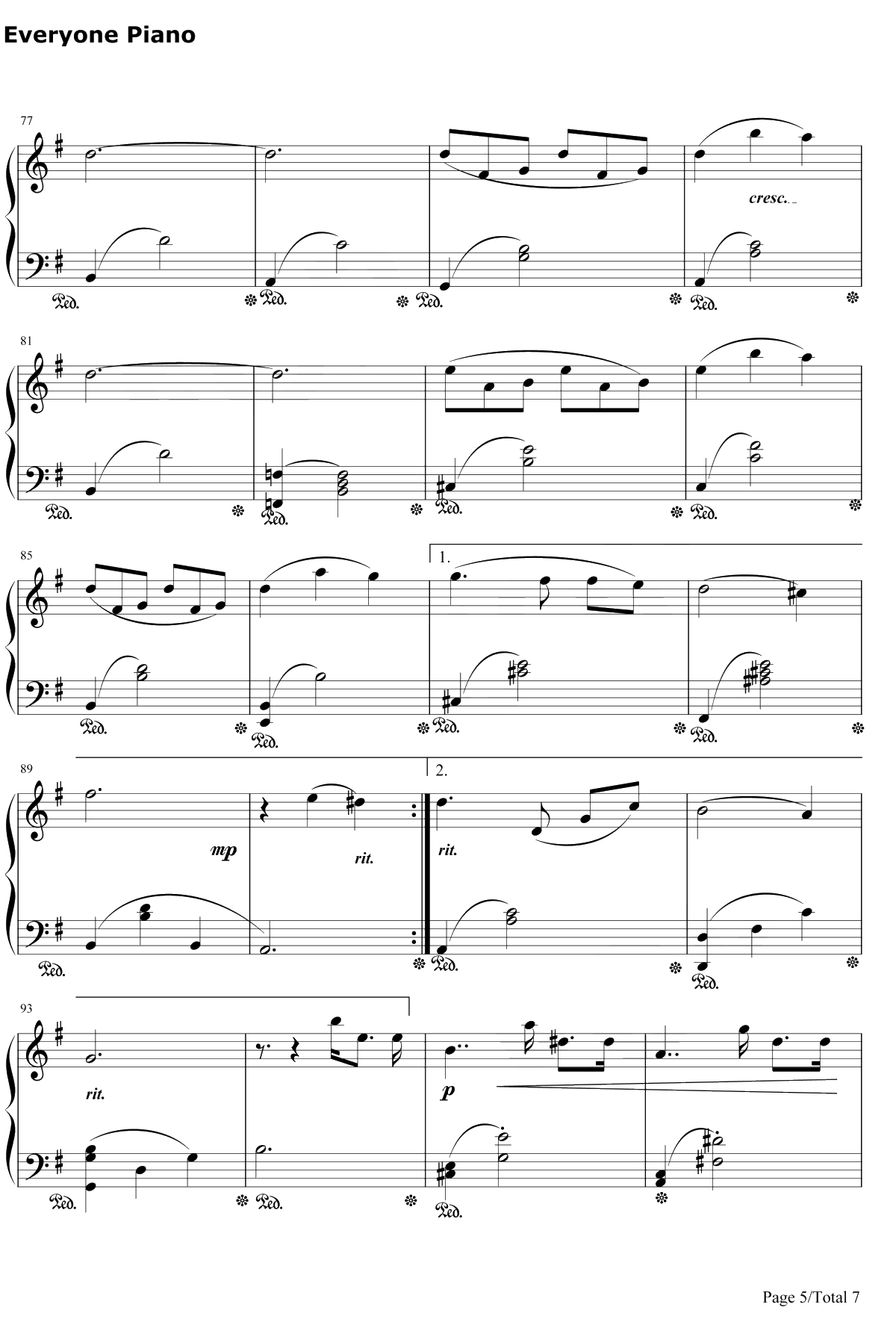 水面のワルツ钢琴谱-西村由纪江5