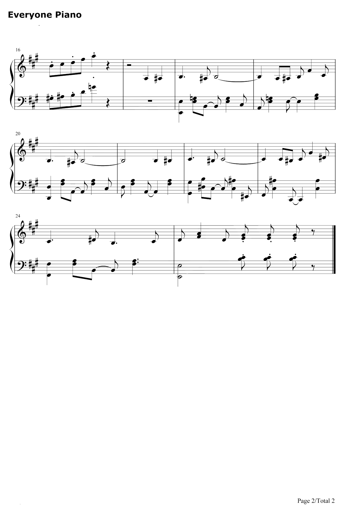 Mii Channel钢琴谱-Kazumi Totaka-任天堂明星大乱斗X原声音乐2