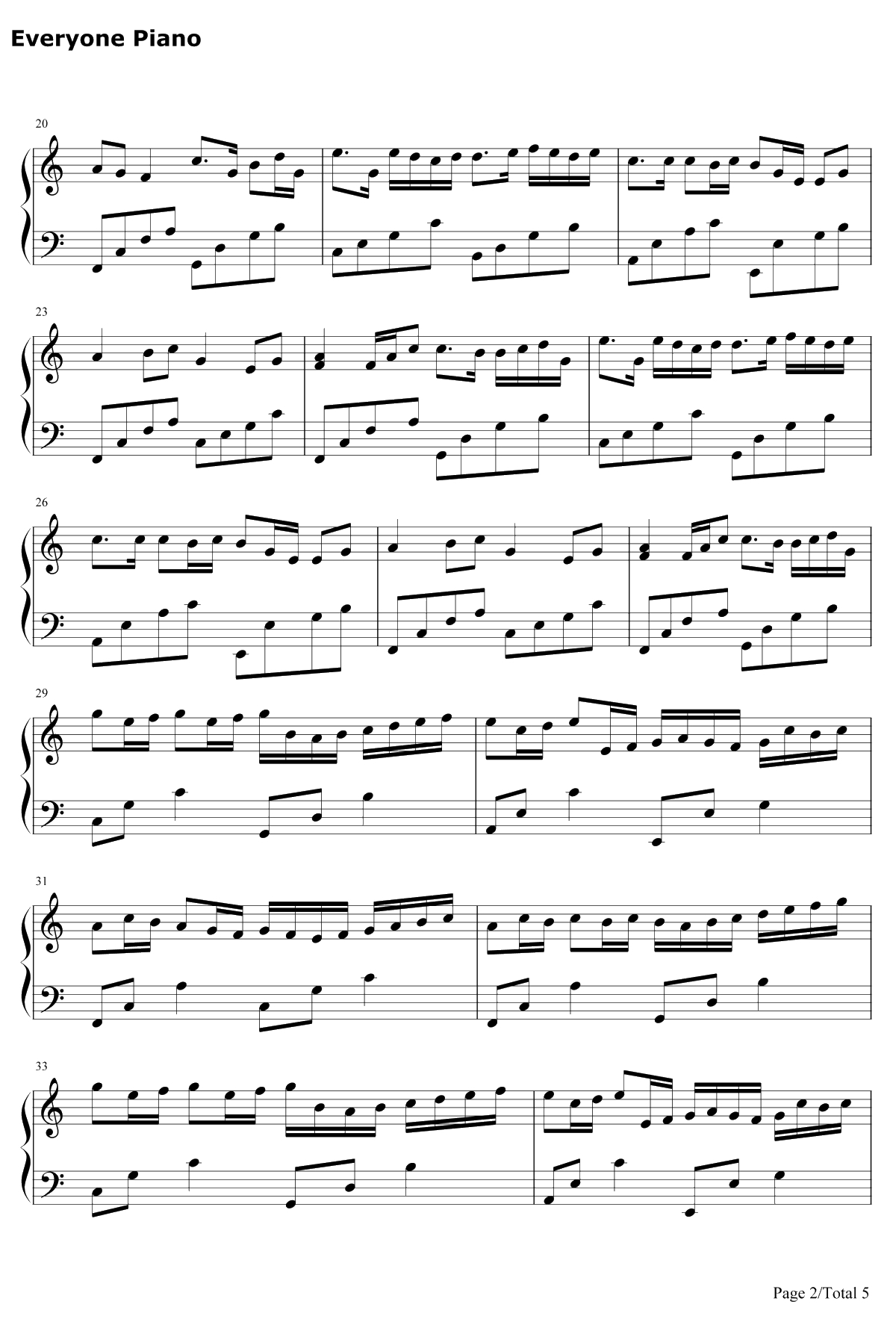 卡农钢琴谱-帕海贝尔-Canon2