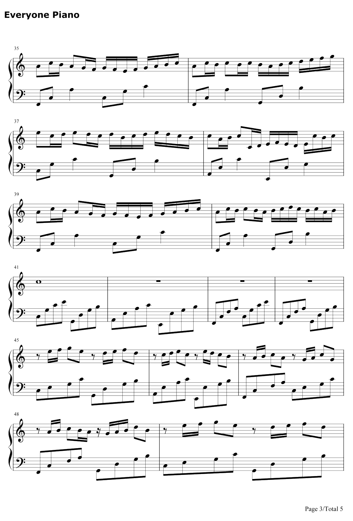 卡农钢琴谱-帕海贝尔-Canon3