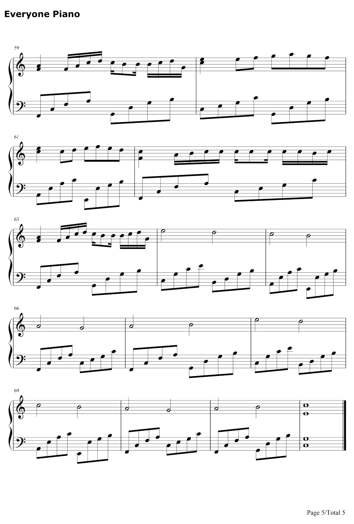 卡农钢琴谱-帕海贝尔-Canon5