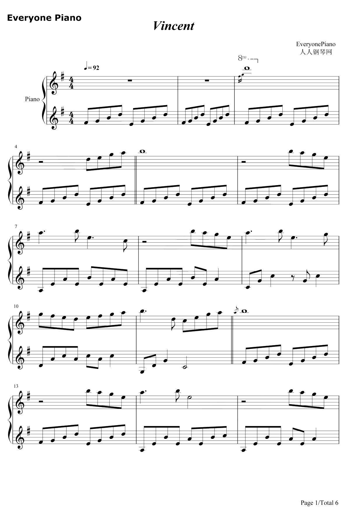 Vincent钢琴谱-Don McLean1