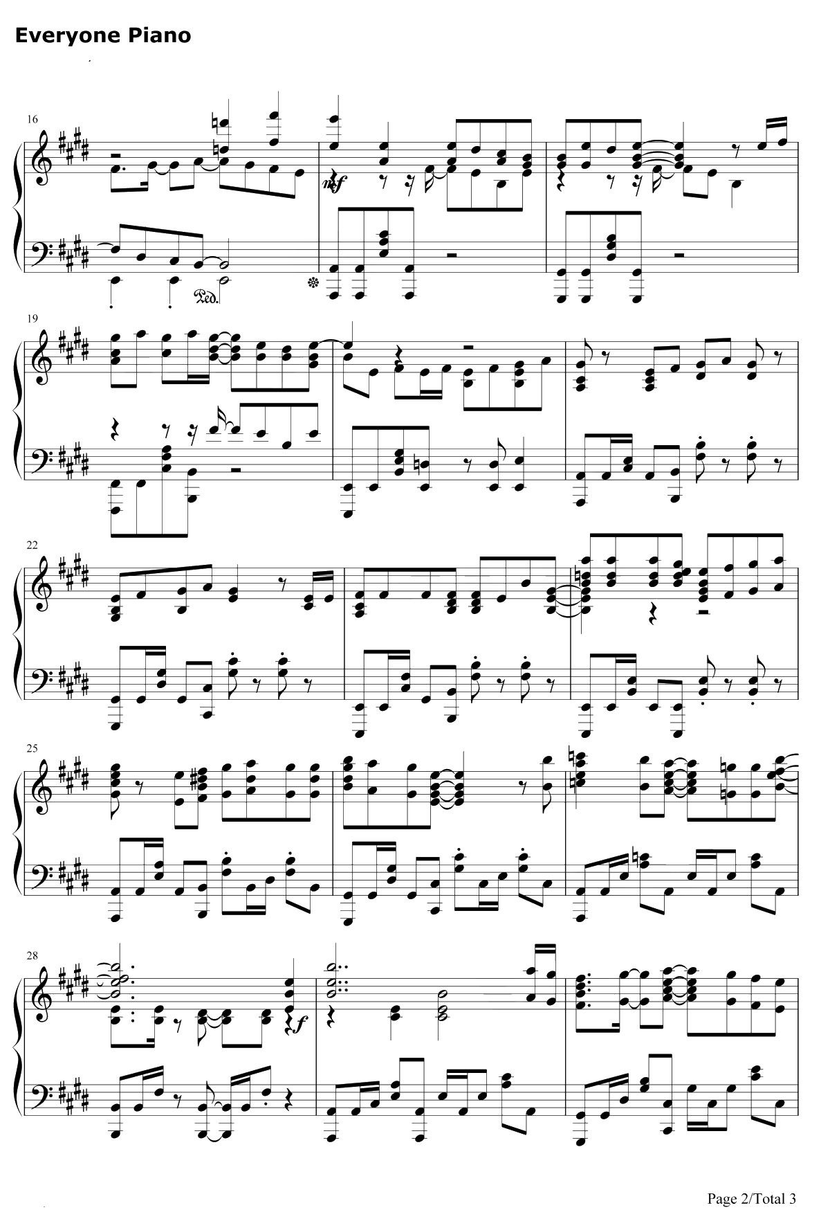 FLY two BLUE钢琴谱-优木加奈宫下早纪2