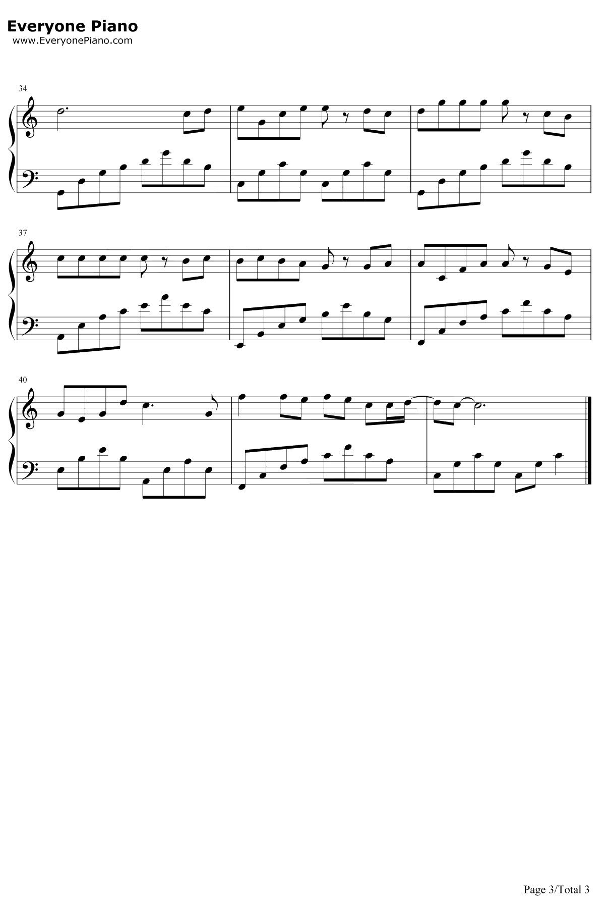 学猫叫钢琴谱-小潘潘/小峰峰-C调3