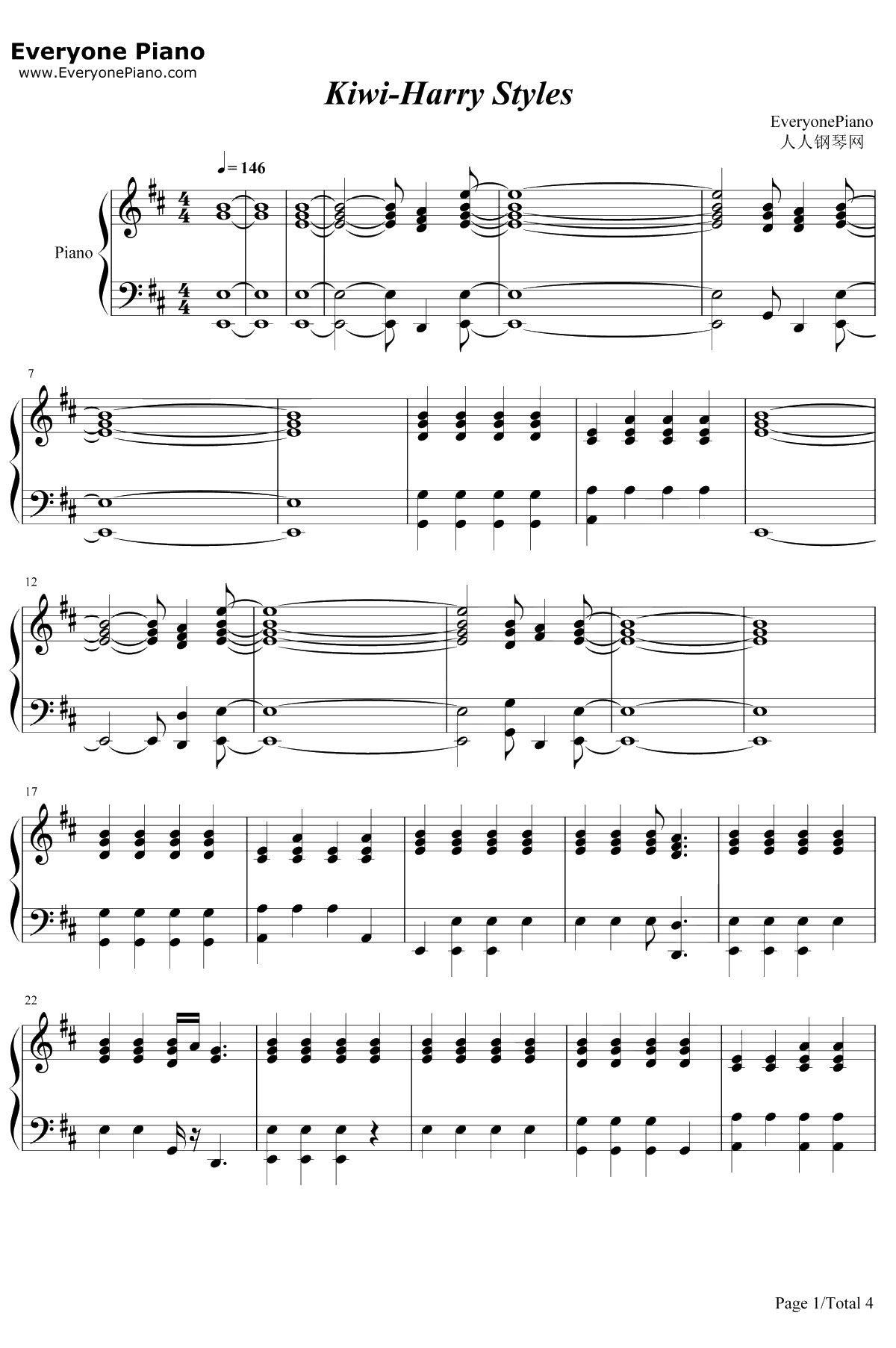 Kiwi钢琴谱-Harry Styles-2017年维多利亚秘密秀秀场音乐1