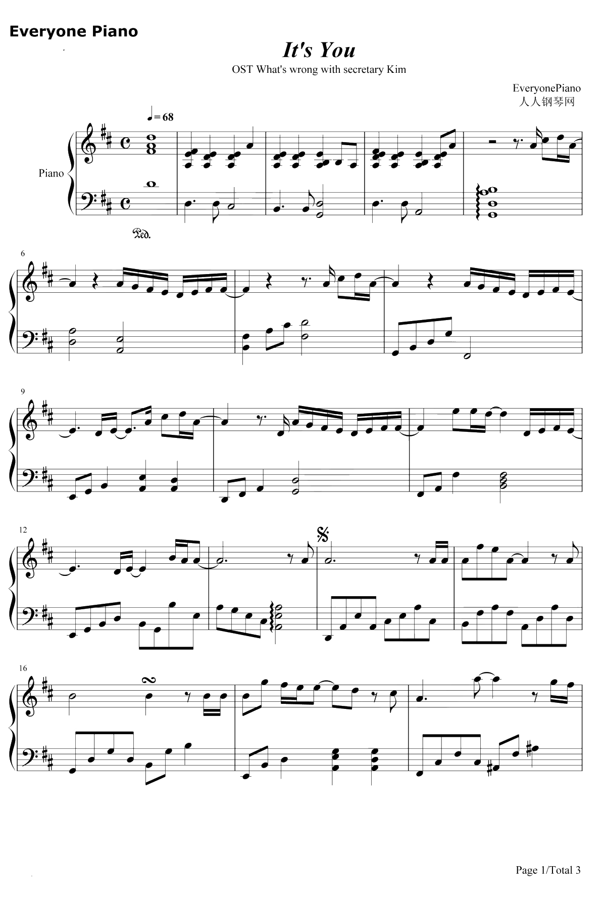 It's You钢琴谱-郑世云1