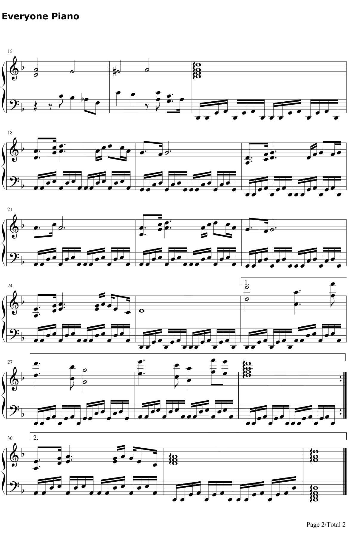 世间始终你好钢琴谱-罗文甄妮-射雕英雄传之华山论剑主题曲2