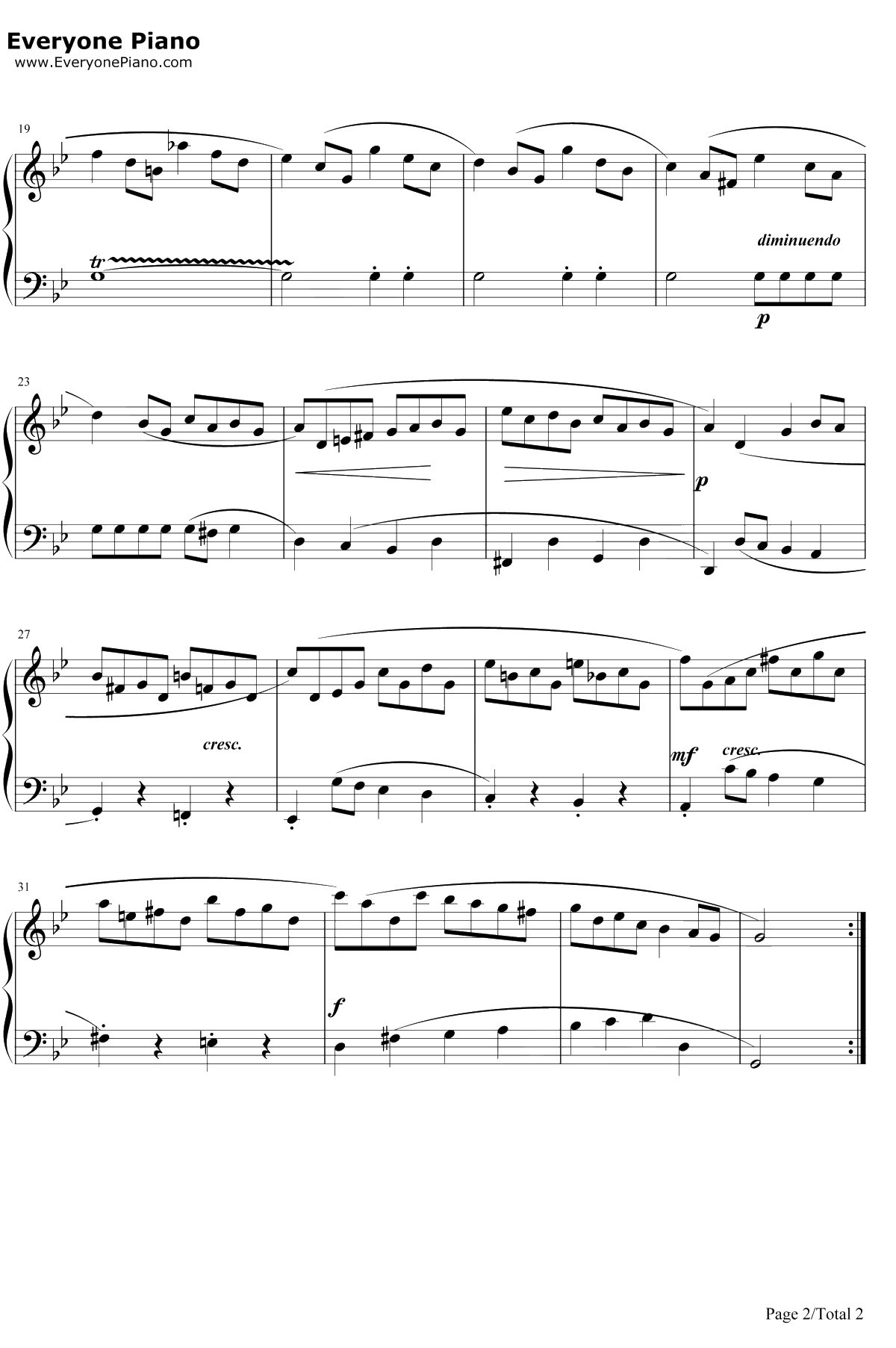 加伏特舞曲20钢琴谱-巴赫-巴赫初级钢琴曲集2