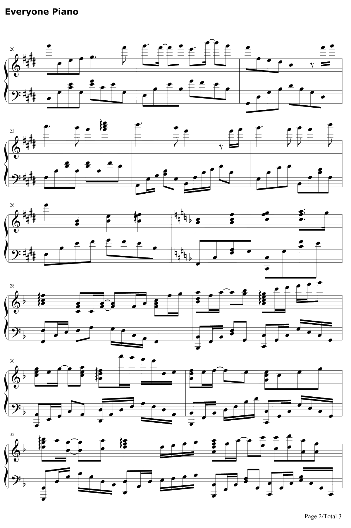 夏末晴雨时钢琴谱-初学者2