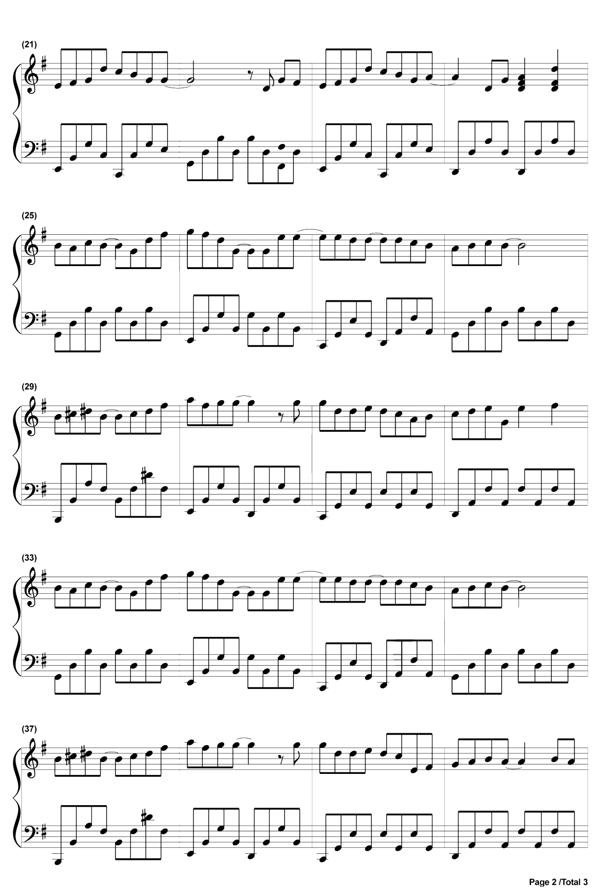 晴天钢琴谱-周杰伦2