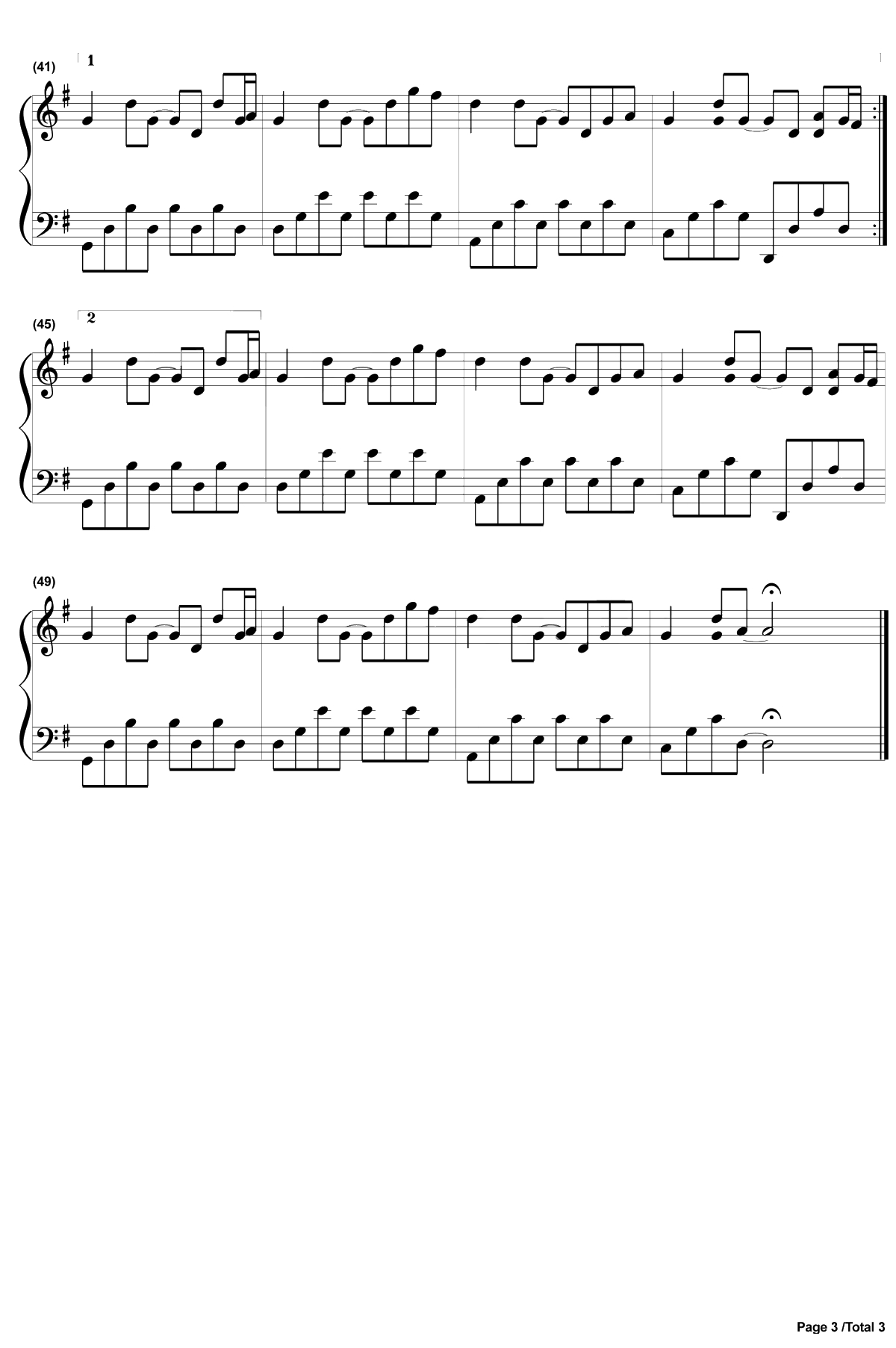 晴天钢琴谱-周杰伦3