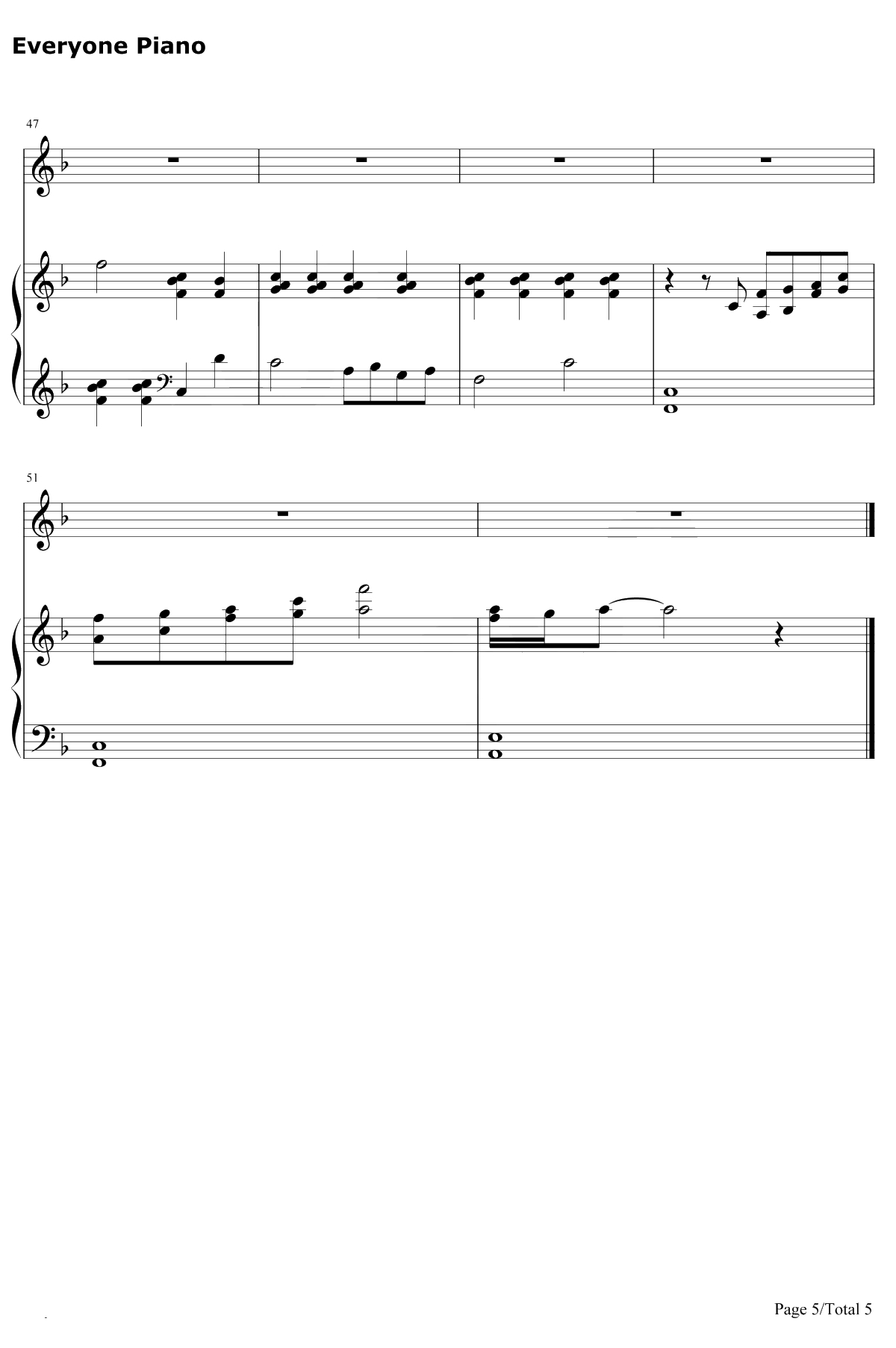 Beauty and the Beast钢琴谱-席琳狄翁-美女与野兽主题曲5