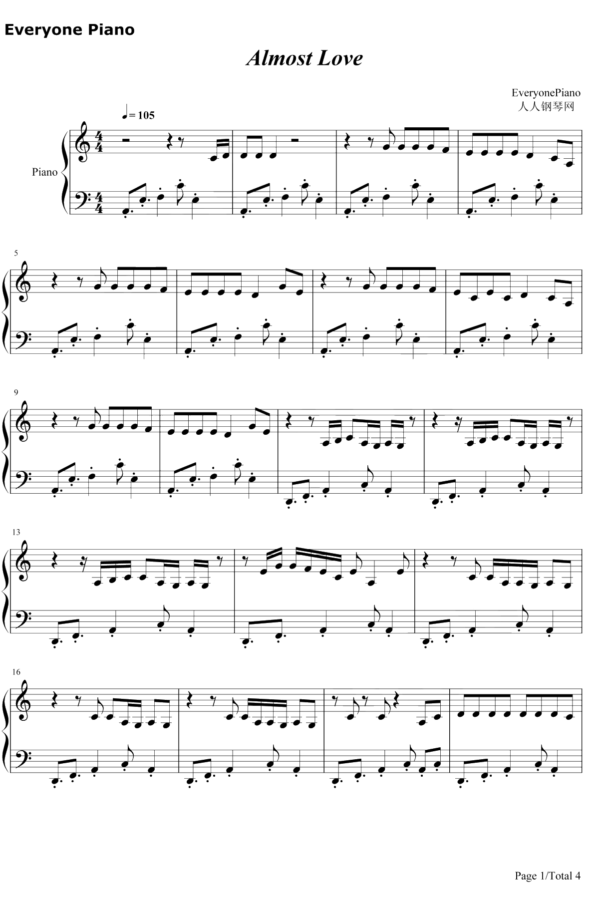 Almost Love钢琴谱-SabrinaCarpenter1