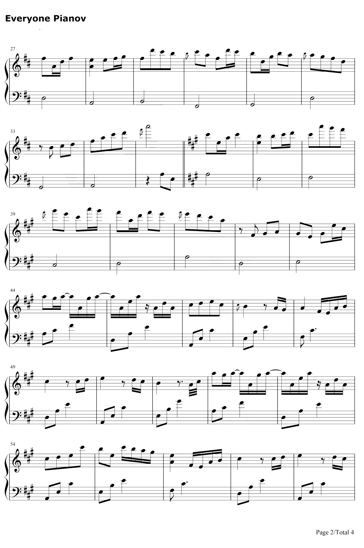 绝美卡农Canon遇上RiverFlowsInYou钢琴谱-JohannPachelbelYiruma-你绝对没听过的版本2