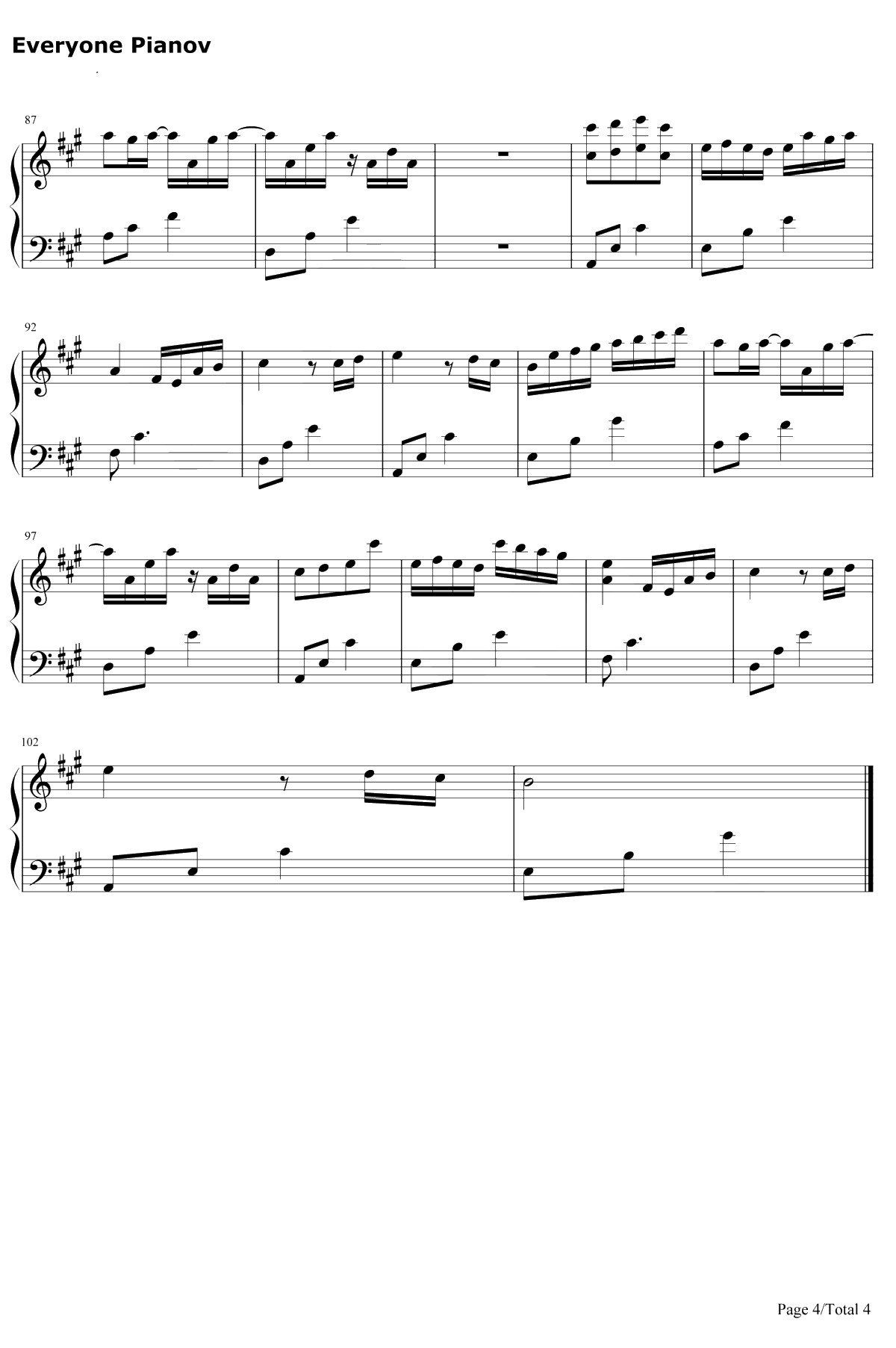 绝美卡农Canon遇上RiverFlowsInYou钢琴谱-JohannPachelbelYiruma-你绝对没听过的版本4